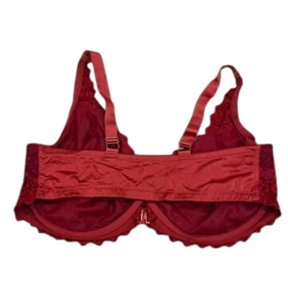 Amoureuse Women's Plus Size Embroidered Underwire Bra Red 40DDD - Picture 5 of 8